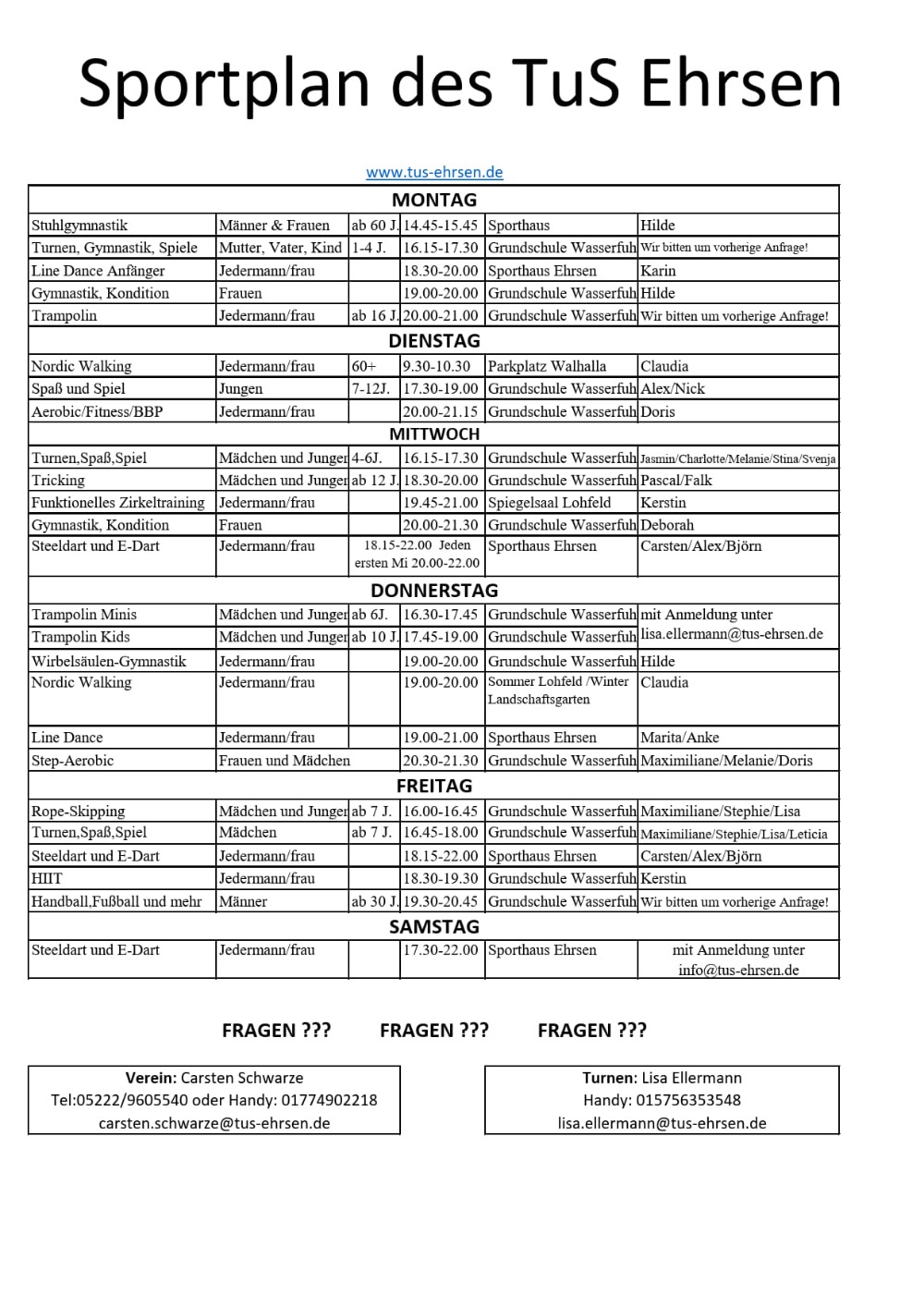 Sportzeitplan