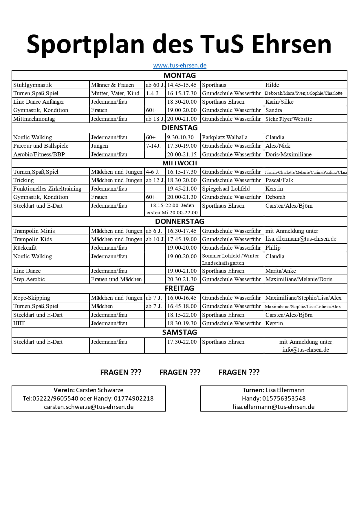 Sportzeitplan